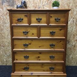Solid pine chest of drawers. A great piece of quality traditional furniture built to last. The unit has 5 x dovetail storage drawers inside and measure 88cm wide x 48cm deep x 118cm tall. Viewing/collection is Leeds LS24 & delivery is available if required - £125