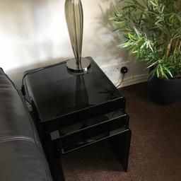 Nest of 3 smoked black glass coffee table, in new like condition. Collection only from Bolton