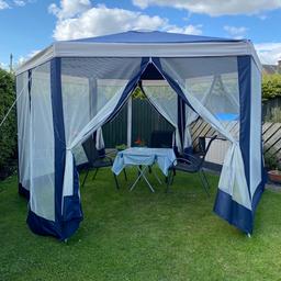 Gazebo used once. Excellent condition. Not a pop up and will need two people to erect. For further details size etc check out the Argos website. Cash on collection .