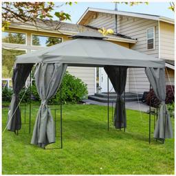 *BRAND NEW IN BOX*

PRACTICAL GAZEBO: 3 x 3(m) patio gazebo with side walls to provide comfort and effective protection, ideal for patio, backyard, garden or other outdoor space
SIDE WALLS: Come with 4 side panels, the garden pavilion creates a comfortable and private space. 4 Zipped doors for easy access and the self-adhesive design of the curtains for easy assemble or removal
DOUBLE-TIER ROOF: The roof of steel gazebo is made from polyester with PA coating, rainwater can slide down smoothly. Double-tier top design for good air circulation. There are 8 leaking holes on the top to prevent rainwater accumulation
STABLE & STURDY: Solid steel frame for durability and stability, 16 ground stakes to make the garden gazebo standing steadily
Overall Size: 295L x 295W (cm).

*Assembly required*

This gazebo with sides is a great way to upgrade your outdoor space with elegance. You can entertain your friends and family.
