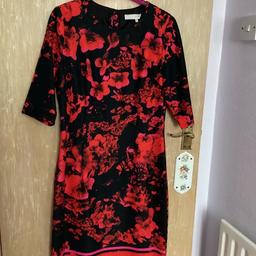 Ladies very smart, fitted style dress. Black background with bright red floral design. Excellent condition as only worn once. Perfect for any smart occasion. Fully lined.

Length 40”. Size 12. 

 Buyer collects, central Brighton.