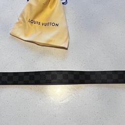 Louis Vuitton black, grey, gold square pattern belt. 110cm.