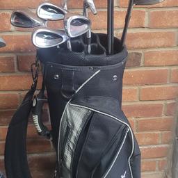 Set of Slazenger gold clubs in Slazenger Golf bag. Collection only.