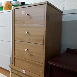 This pine effect three-drawer bedside cabinet is in good all-round used condition. It has white inside drawers...

15.5 inches wide x 16 inches deep x 2 ft high.

Our second hand furniture mill shop is LOW COST MOVES, at St Paul's trading estate, Copley Mill, off Huddersfield Road, Stalybridge SK15 3DN...Delivery available for an extra charge.

There are some large metal gates next to St Paul's church... Go through them, bear immediate left and we are at the bottom of the slope, up from the red steps... 

If you are interested in this or any other item, please contact me on 07734 330574, or on the shop 0161 879 9365...Many thanks, Helen.

We are normally OPEN Monday to Friday from 10 am - 5 pm and Saturday 10 am -  3.30 pm.. CLOSED Sundays. CLOSED Bank Holiday long weekends...