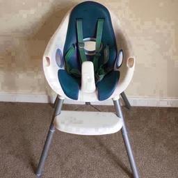 Has been used in good condition very ideal and easy to wipe clean.

Specifications:
Age from 6 months or when your child can sit unaided to 3 years approx.
Junior chair mode 3 - 5 years
Highchair Size: H: 35 x W: 28 x D: 24?
Tray Height: 77cm approx. / 30?
Low Chair Size H: 24 x W: 15 x D: 24?
Weight: 5.5kg / 12lbs