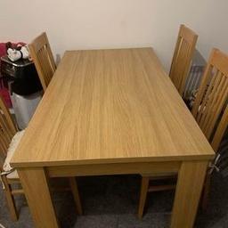 Handmade, preloved solid wood dinning table and 4 chairs. 
Message for more details
