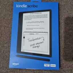 Kindle Scribe (32 GB), the first Kindle and digital notebook, all in one, with a 10.2" 300 ppi Paperwhite display, includes Premium Pen



The only Kindle that includes a digital notebook and pen – Read and write down thoughts in books or a separate notebook, distraction-free.

Explore Kindle notebooks – A digital notebook you can write on. Journal, sketch, take notes and more.

Convert handwritten notes to text – View or share your notes with contacts and browse notes on the go through the Ki