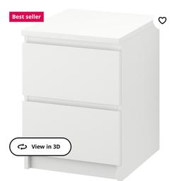 Two bedside cabinets, Malm range from ikea