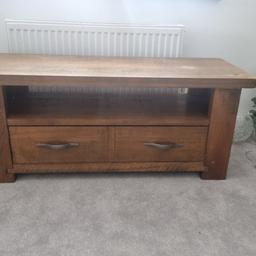from Next
solid wood tv unit
large opening drawer
shelf
water mark on top easily covered by staining
very solid item
doubles as a coffee table if required
115cm x 45cm x 48cm high
non smoking home
COLLECTION ONLY I CANNOT DELIVER