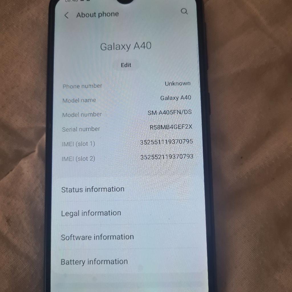 Samsung galaxy A40, 64g memory, colour black, unlocked to all networks, no account linked to the phone, new screen fitted, fully rest, great phone, phone only, sold has seen, delivery available locally for fuel, thanks for looking.