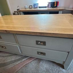 Coffee table for sale 
Size 60w x 120L x 49H,
 a mark on top see photo,
Do have matching side table and tv stand selling aswell 
Collect only.