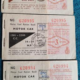 Three 1957 Petrol Ration Booklets.

Lovely, complete and clean condition.

Nice piece of social history, classic car owner, man cave.

£10.00 Inc p&p