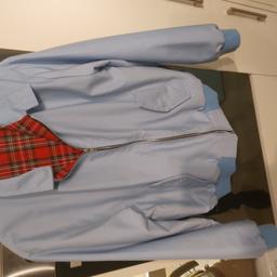 Mens medium sized Harrington jacket in sky blue . Worn only once , so looks new and from a smoke-free home