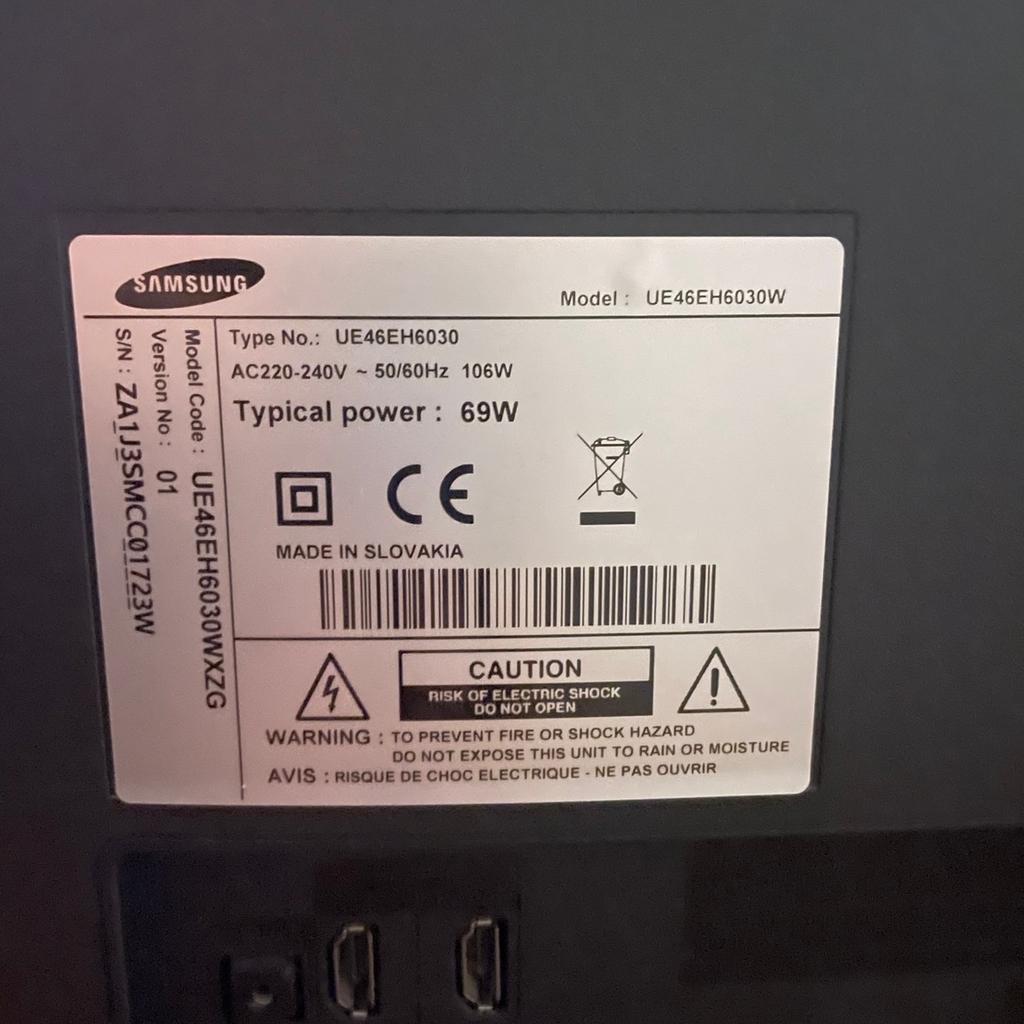 Samsung Fernseher 50 Zoll

- Modell: UE46EH6030
- funktioniert einwandfrei
- keine Schäden oder Kratzer
- wird wegen Neunanschaffung (Smart TV) verkauft

Privatverkauf: Keine Rücknahme, keine Gewährleistung