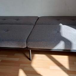 Title: 3 Seater Sofa Bed
Color: Grey
Dimensions: 80cm H X 200cm W X 110cm D
Seat: 36cm H X 188cm W X 55cm D
Leg Height - Top to Bottom: 21cm H
Arm Height - Floor to Arm: 52cm H
Back Height - Seat to Top of Back: 45cm H
Condition: Like New, Used a few times only