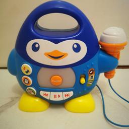 Suitable for 18months + Lights up and has 2 modes with different buttons for animal noises, round of applause and various nursery rhymes for your child to sing along.

Good Condition, requires AA batteries x3