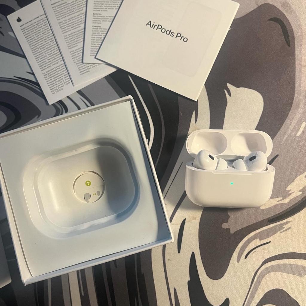 I Received these as a present but I already have a pair so I have never used them

AirPods Pro 2nd generation-
Free delivery ✅

Description of product :

In the box :

Earbuds
Charging Case
Lightning to USB-C Cable
Silicone Ear Tips (three sizes: S, M, L)
Documentation