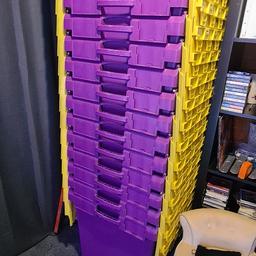 170 litre very large Tote Boxes with Lids
22 available, £10 each, now £9.50ea or £180 for all 22

measurements
70cm L x 60cm H x 57cm W

Used only temporary when moving house

These look great in purple and yellow. Some I have painted numbers on, but this can easily be removed

Collection from Lichfield WS14

Be quick if interested has these are very cheap for this size