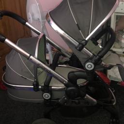 I candy double pram comes with 2 seats, 1 carry cot, 4 adapters and 2 rain covers. Only reason for selling is my daughter is wanting to walk now instead of being in the pram… £150 open to offers, no mess abouts