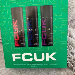 3 full size body sprays 200ml size.by FCUK .Been £13.00 would make a lovely gift