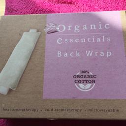 Organic Cotton Essentials Back Wrap. New. Heat aromatherapy. Cold aromatherapy. Microwaveable. Aroma comforts.