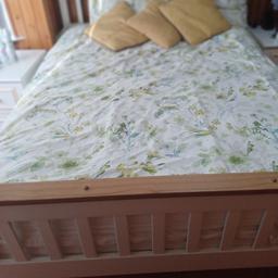 used but still in good condition, some minor marks and small crack mark on leg, can send pictures,  mattress on the whole is OK b ut one spring on side has come out but doesn't effect anything as still usable   always used with mattress protector