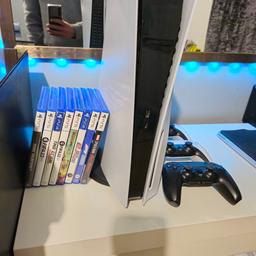 PS5 with games and 3 controllers (one with stick drift, other 2 like new)