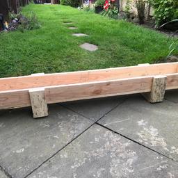 Planter box for the garden
63inches long
10inches wide
9inchs heigh
4inches deep 
8inches internal width