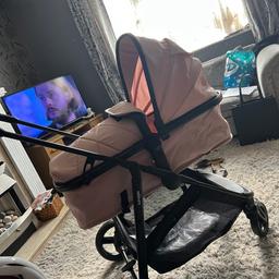 Selling my little girls pram will all be cleaned ect the only down fall is the break is broken probably an easy fix but I haven’t tried however it can be put on manually by hand, comes with the rain cover it also turns into a seat facing you and rear, £50