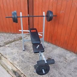Pro power weights bench with weights
2 x 7.5kg & 4 x 5kg 
Collection only from Rainhill L35