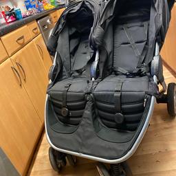 Britax B agile double buggy in used condition couple of marks and scratches to frame from in an out of car boot but in good condition wheels in great condition comes with rain cover too can deliver if not too far or collection