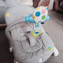 used but in good condition. plays lullabies and also has a vibrating option. adjustable seat heights.from a Pet and smoke free home. £15.00 collection only