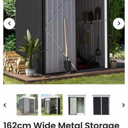 162cm Wide Metal Storage Shed With Rack Patio Garden Tool House
This storage shed covers a small footprint yet offers sufficient storage space without sacrificing valuable outdoor space. Adopting high-quality steel that is treated with zinc, the shed guarantees reinforced resistance to corrosion and weather. One of the most significant advantages of this Metal Storage Shed is its smart design. It comes equipped with racks and shelves, giving you ample space to store all your outdoor essentials like gardening tools, lawn equipment, pots, and other patio items. You can finally say goodbye to that mess in the corner of your yard and hello to a well-organized, clutter-free patio! Standing 180cm high, not only does this shed provide space for your taller equipment, it is also built with 2 tiers of shelves that allow you to store other smaller items vertically, utilizing the space for achieving organization outdoors.
this retails for £172 my price £120 
brand-new in box