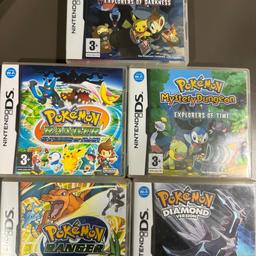 Pokémon diamond
Pokemon ranger games
Pokemon explorers of time and darkness
All CIB except Pokemon ranger 

Willing to move on price a little. No time wasters will post same/next day. Collection available as well