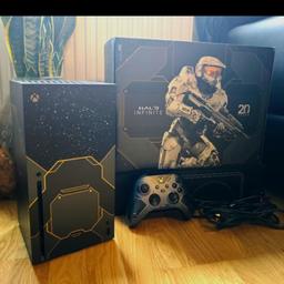 I've got an xbox series X halo infinite edition it's been used lightly since purchase. the condition is amazing looks brand new all box contents are there everything you wouldn't know its been used. am selling this as getting something better for myself. please no messers just a easy sale. collection available as well as delivery. 

please message me first. instead of instantly buying.