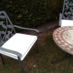 3 lightweight garden chairs with cushions. plus a free table ( it has rust on underside). collect please from oxenhope Bradford 22