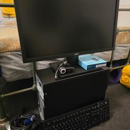 PC Bundle - PC, Monitor, Keyboard, Mouse, Wireless Dongle, Webcam.

1) Dell Optiplex MT 3020 i5 Tower PC
Spec - Intel Core 4th Gen i5 4570 CPU @3.20GHz, Windows 10 Pro 64-bit clean install, Intel HD Graphics 4600, 8GB Dual-Channel DDR3 Ram (2 x 4Gb), 465gb Western Digital HD, Mashita DVD Write DVD+- RW SW830l, 6 x USB, 2 x USB 3.0, Display Port Output, VGA Output

Not a dedicated / hardcore gaming PC - would need graphics card upgrade.

2) Acer 24" V246HL bd 1920 x 1080 HD Monitor, DVDi / VGA input. Comes with monitor stand. Cable clip missing from back of monitor stand.

3) Logitech K120 Keyboard (*US Keyboard Layout) - Black.

4) HP 150 Wired Mouse - Black (Not in picture).

5) TP-Link AC1300 Wireless dongle (No internal Wi-Fi card).

6) Logitech Quickcam Pro 9000 Webcam.

All power / connecting cables included.

Used, but in very good clean condition. Some signs of wear on keyboard. No marks / scratches on monitor screen.

Collection only, M16 Whalley Range.