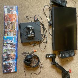 * PS4 Slim 500Gb with controller
* 9 games ( FIFA - 17,18,19 | CALL OF DUTY - BLACK OPS 3, WORLD WAR 2 | GTA 5 | BATTLEFIELD 1 | MARVEL SPIDER-MAN |MARVEL AVENGERS )
* LOGITECH Z207 BLUETOOTH SPEAKERS WITH AUX COMPATIBILITY
* ACER LCD MONITOR HD/4K COMPATIBILITY WITH HUANUO WALL MOUNT AND CABLE ORGANISER
* JBL WIRELESS GAMING HEADSET WITH MICROPHONE AND VOICE CONTROL

all items come with necessary cables, plugs, and charger

400 or nearest offer 