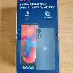 Brand new, unopened Motorola G04. Product specs below:

Thanks to its 90 Hz refresh rate, everything runs nice and smoothly on the Moto G04's 6.56" screen
- Take insta-worthy snaps and popping selfies with its 16 MP rear and 5 MP front cameras
- The 5000 mAh battery means you can watch videos or play games for hours and hours
- There's a fingerprint scanner and facial recognition, so it's super easy to unlock and keep your data safe
- Need more space? You can pop in a 1 TB microSD card to upgrad