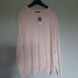 ladies brand new light weight pale pink jumper. Long sleeves with silver studded stars 🌟