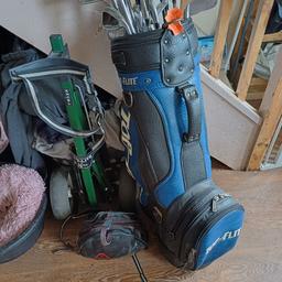 Full set up golf Clubs cart lots of extras all in very good condition pick up only 100 pounds ono