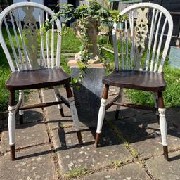 This is a lovely set of 2 Ercol Windsor chairs.
Has been painted with Annie Sloan (old white and Versailles colour) waxed and distressed add to the effect of the shabby chic look.
A little design can make your place cosy and elegant: )
Collection from Morden,
Local delivery available.