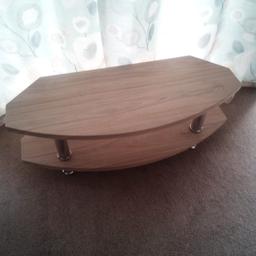 t.v. table. in light oak and chrome. as new. collect please from oxenhope Bradford 22