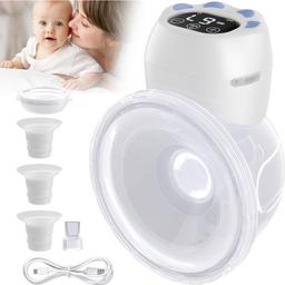 Breast Pump, Wearable Electric Breastfeeding Pump with 3 Modes 9 Levels Rechargeable Hands Free Electric Breast Pump Plainless Low Noise Automatic Breast Pump with 19/21/24mm Flanges (Blue)
