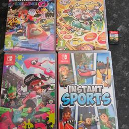Mario kart 8 £25.00
Instant sports £15.00
Splatoon 2 £15.00
Sushi Striker £5.00
Farming simulator 20 £15.00 (no case) 
all work as they should haven't been used for months ALL GAMES ARE CARTRIDGES NOT CODES