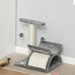 Cat Tree Plush Grey

Brand New Boxed

Solid particle-board construction
Covered with soft and warm plush
Post covered in durable natural sisal ropes
Robust particle board structure with sisal ropes
Easy to clean
Half round tunnel for cat to lie down & sleep
Top rotatable pole and 2 dangling pom-pom balls
Sharpen cat's claws as well as save your furniture

Specification
Width: 40cm
Height: 43cm
Depth: 30cm
Weight: 3.7kg
Material: Particle Board, Plush, Sisal
Weight Capacity: 10kg