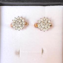 These are really stunning and very sparkly
Worn a few times in the past 
Been cleaned with professional jewellery cleaner 
And put in a box 
These are gold plated, set with topaz gemstone