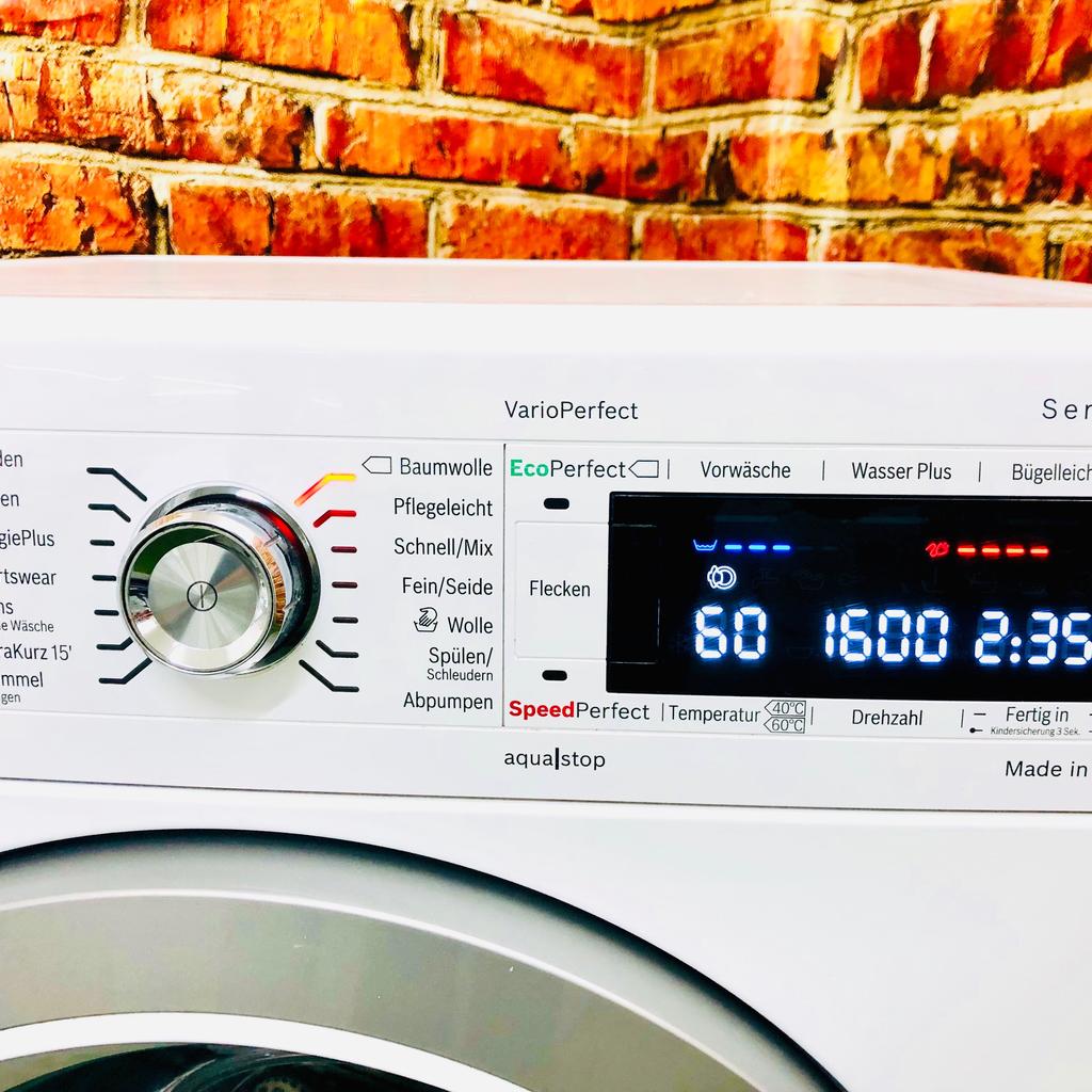 Willkommen bei Waschmaschine Nürnberg!

Entdecken Sie die Effizienz und Leistung unserer hochwertigen Waschmaschinen von Bosch Serie 8. Vertrauen Sie auf Qualität und Zuverlässigkeit für die perfekte Pflege Ihrer Wäsche.

⭐ Produktinformationen:
- Modell: WAW32590
- Geprüft und gereinigt, voll funktionsfähig.
- 1 Jahr Gewährleistung.

‼️Gerätemaße (H x B x T): 84,8 cm x 59,8 cm x 59 cm 
ℹ️ Mehr Infos auf unserer Website: 
☎️Telefon: 01632563493

✈️ Lieferung gegen Aufpreis möglich.
⚒ Anschluss: 10 Euro.
♻️ Altgerätemitnahme: Kostenlos.

ℹ︎**Beschreibung:**
* Energieeffizienz A+++ -30%: wäscht 30 % sparsamer als der Grenzwert der besten Effizienzklasse.
* max. Schleuderdrehzahl: 1600 U/Min.**
* max. Restfeuchte: 44 %
* Nennkapazität: 9 Kilogramm
* Schallleistung Waschen dB(A) re 1 pW : 47
* Schallleistung Schleudern dB(A) re 1 pW : 73