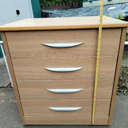Cabinet with 4 drawers made High Quality Furniture 
material. Very sturdy and very heavy to store a lot of heavy things. Thickness from 1.8 cm. Roller drawers are easy to open.Look at the photo for the size.
Le39la Leicester