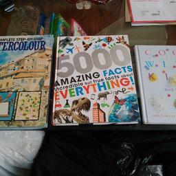 Excellent watercolour course book unused.5000 facts ,colourful book in great condition.,great condition.,cook with kids book,lovely everyday meals& snacks.Price each book.